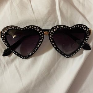 Betsey Johnson Rhinestone studded heart sunglasses